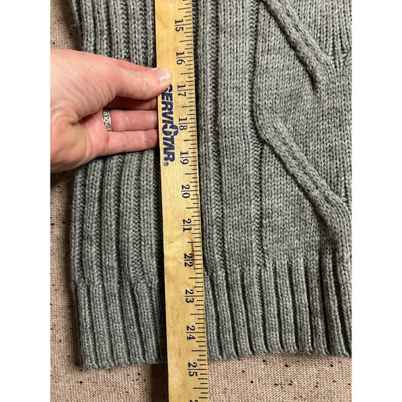 Vintage Perry Ellis Gray Wool Blend Cable Knit Sweater Large Cozy Academia - Picture 6 of 10